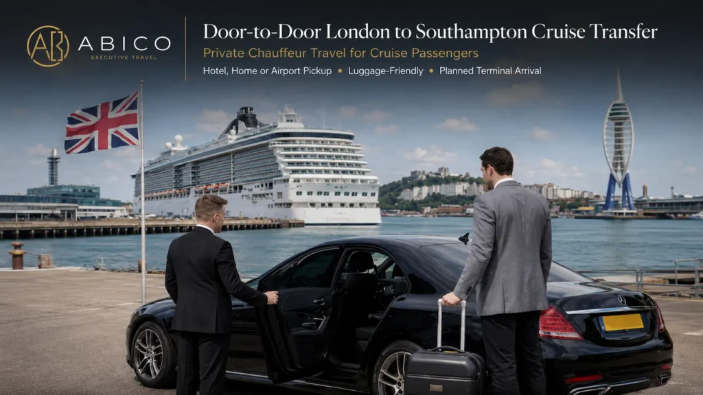 Abico Executive Travel cruise port transfer with private car service and planned terminal arrival.
